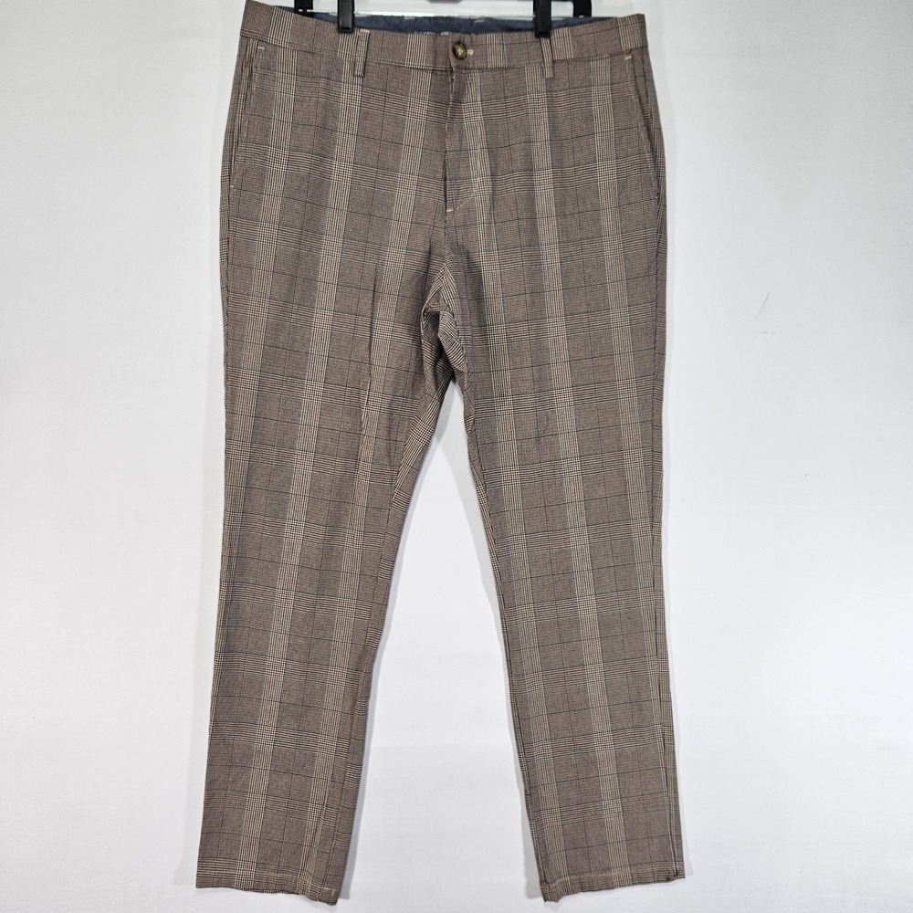 Old Navy Men's Chino Khaki Pants‎ Plaid Multi-color Ultimate Slim Flex 38x32